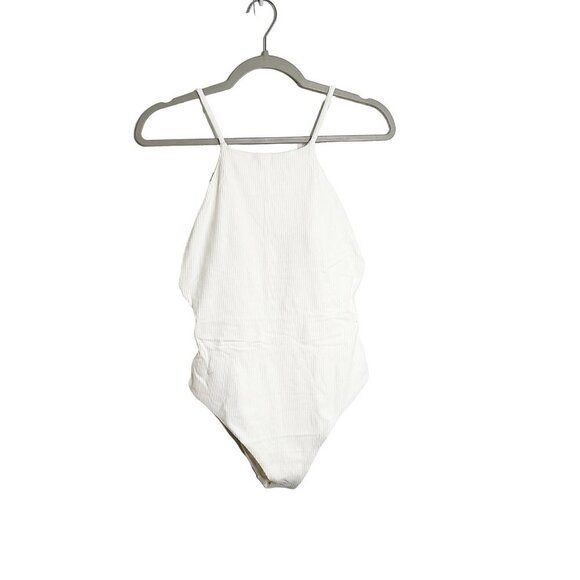 Andie Swim Asbury Ribbed One Piece Swimsuit Coconut White Size Medium - Picture 2 of 6